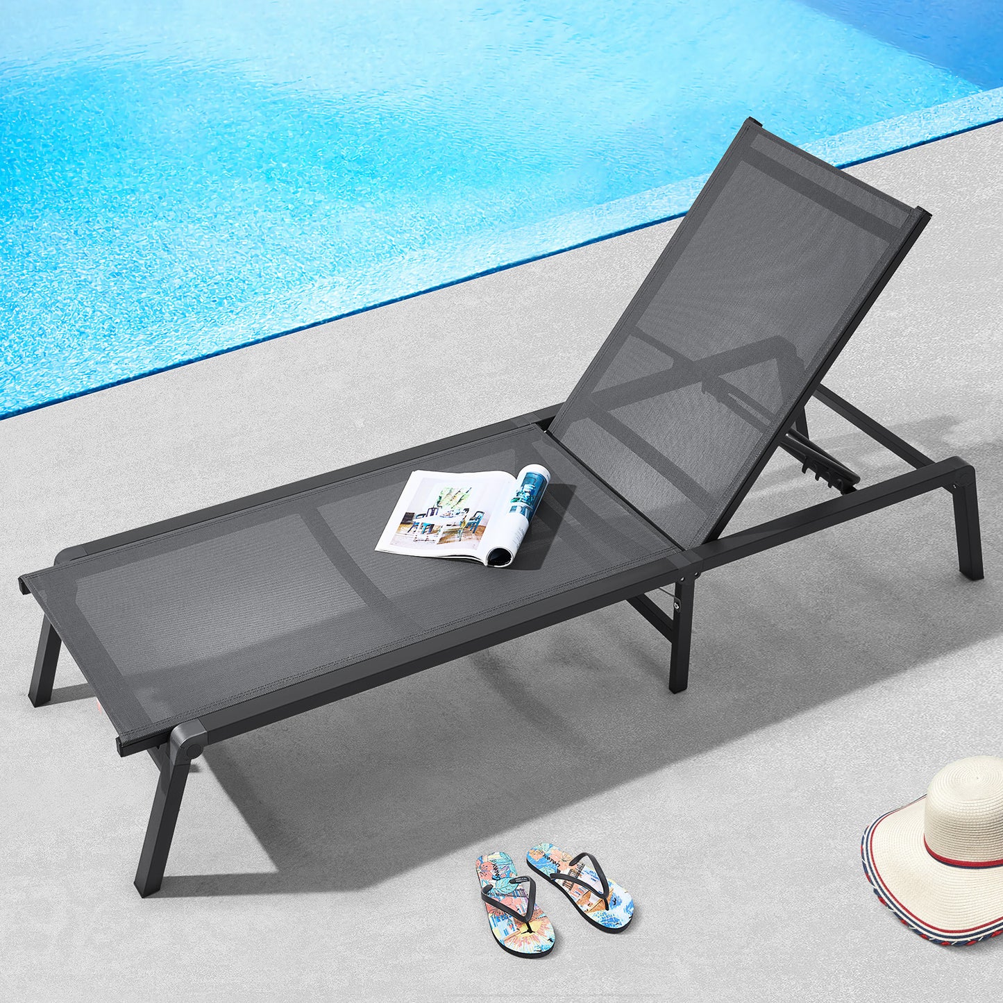 Chaise Longue Extérieure avec 5 Positions Réglables , pratique et durable