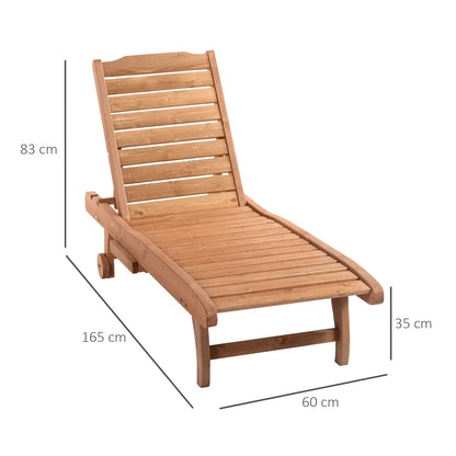 Chaise longue réglable à 3 positions en style colonial, avec roulettes et plateau en bois pré-huile, en épinette