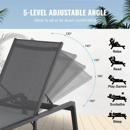 Chaise Longue Extérieure  avec 5 Positions Réglables , pratique et durable