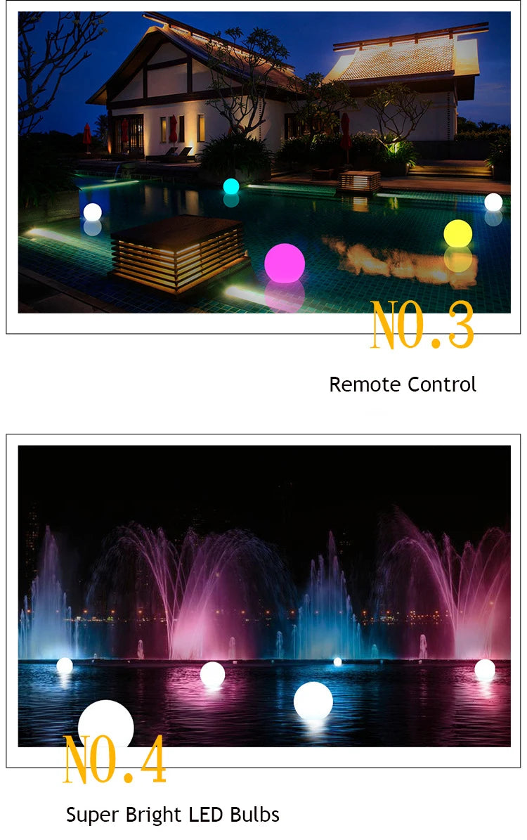 LED étanche boule de jardin lumière RGB lumière sous-marine IP68 extérieur noël fête de mariage pelouse lampes piscine flottant