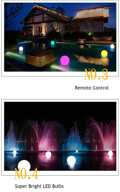 LED étanche boule de jardin lumière RGB lumière sous-marine IP68 extérieur noël fête de mariage pelouse lampes piscine flottant