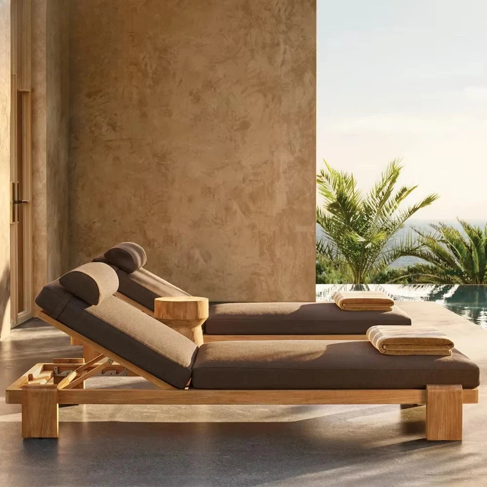 Chaise longue jardin Patio lit de repos en bois de teck chaise longue pour hôtel pour Villa
