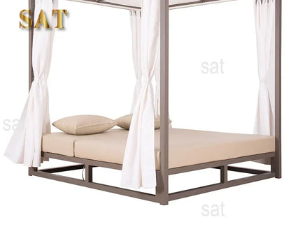 Hôtel plage luxe extérieur Chaise longue Chaise jardin piscine Chaise longue en aluminium rotin Double Chaise de soleil avec auvent