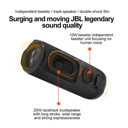 Enceinte Bluetooth sans fil JBL Flip 6 originale, portable et étanche IPX7, pour une utilisation en extérieur. Profitez d'une musique stéréo avec basses profondes et d'un tweeter indépendant.