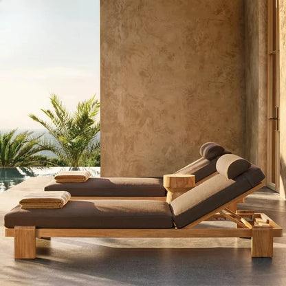 Chaise longue jardin Patio lit de repos en bois de teck chaise longue pour hôtel pour Villa