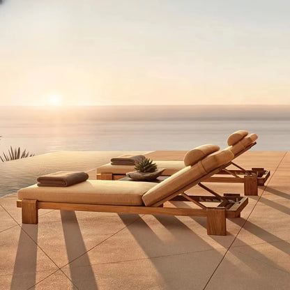 Chaise longue jardin Patio lit de repos en bois de teck chaise longue pour hôtel pour Villa