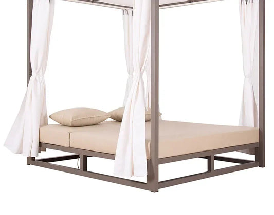 Hôtel plage luxe extérieur Chaise longue Chaise jardin piscine Chaise longue en aluminium rotin Double Chaise de soleil avec auvent