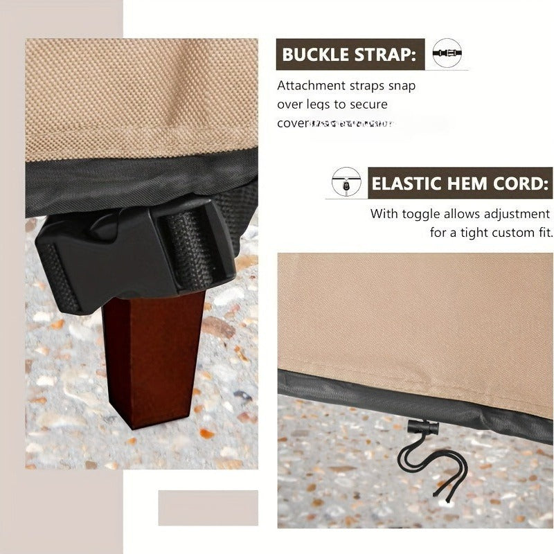 Housse de banc de jardin ultra-résistante 500D - Housse kaki avec cordon de serrage, protection UV, utilisable en toutes saisons, idéale pour la terrasse, le jardin, le bord de la piscine et les chaises de jardin.